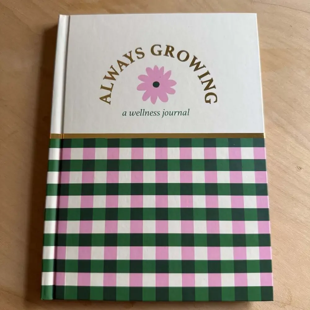 Always Growing A Wellness Journal Hardcover Green Pink Gingham